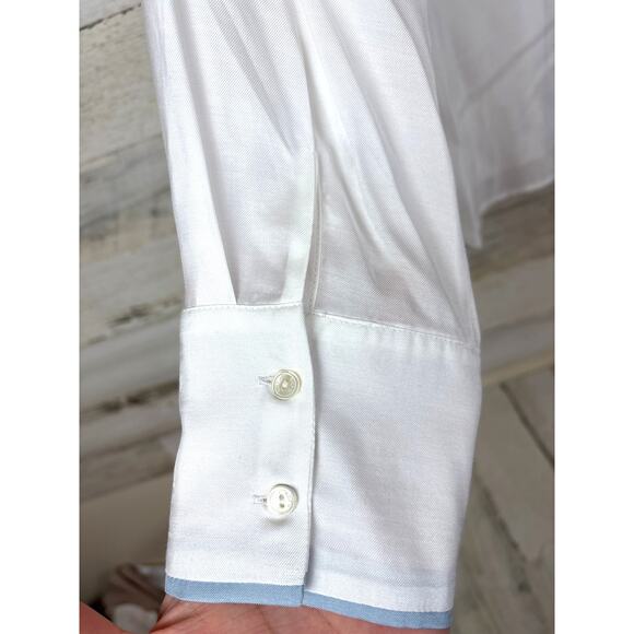 ECRU Womens XL White Sheer Silk Button Up Long Sleeve Work Wear Casual Shirt Top - Picture 4 of 6